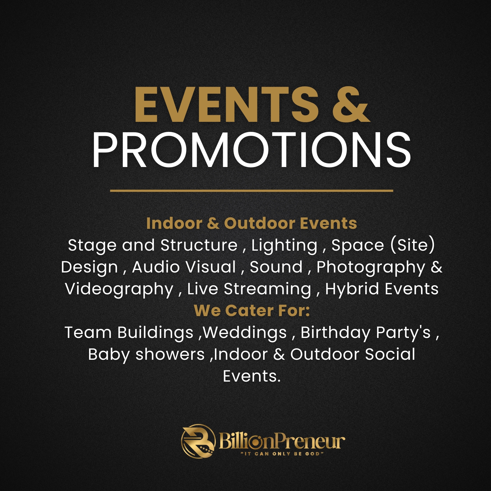 Billionpreneur® Events & Promotions